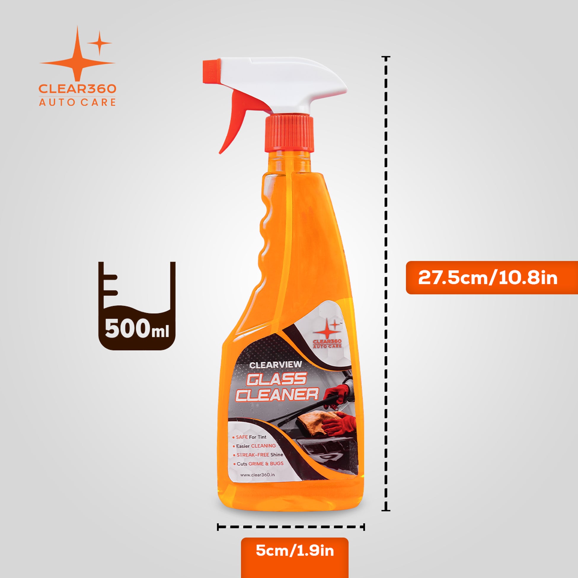 Clear360 Car Glass Cleaner - 500 ml